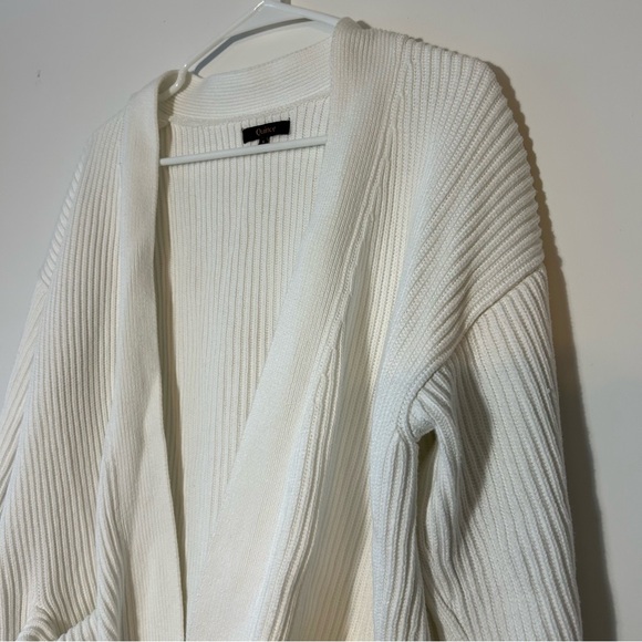 Quince (S) Ivory White Organic Cotton Cozy Oversized Knit Open Front Cardigan - Picture 3 of 7